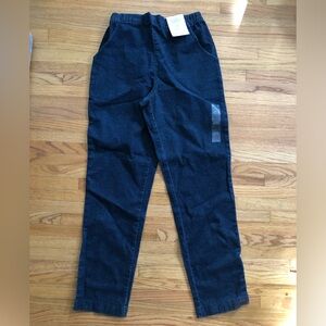Navy Blue Denim Pants with Elastic Waist Side Pockets